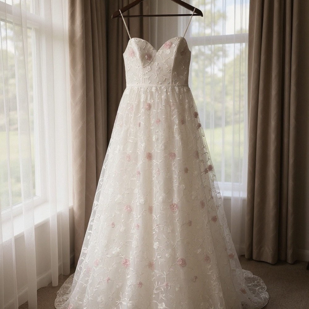 City Studio Ivory and Blush Floral Gown